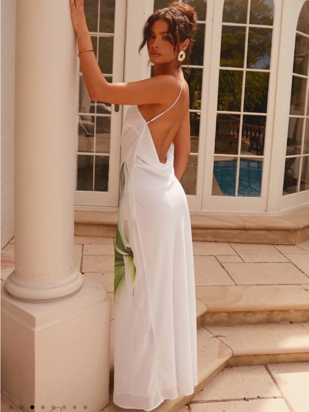 Peppermayo White Maxi Dress with Green Leaf Print - Picture 2 of 2